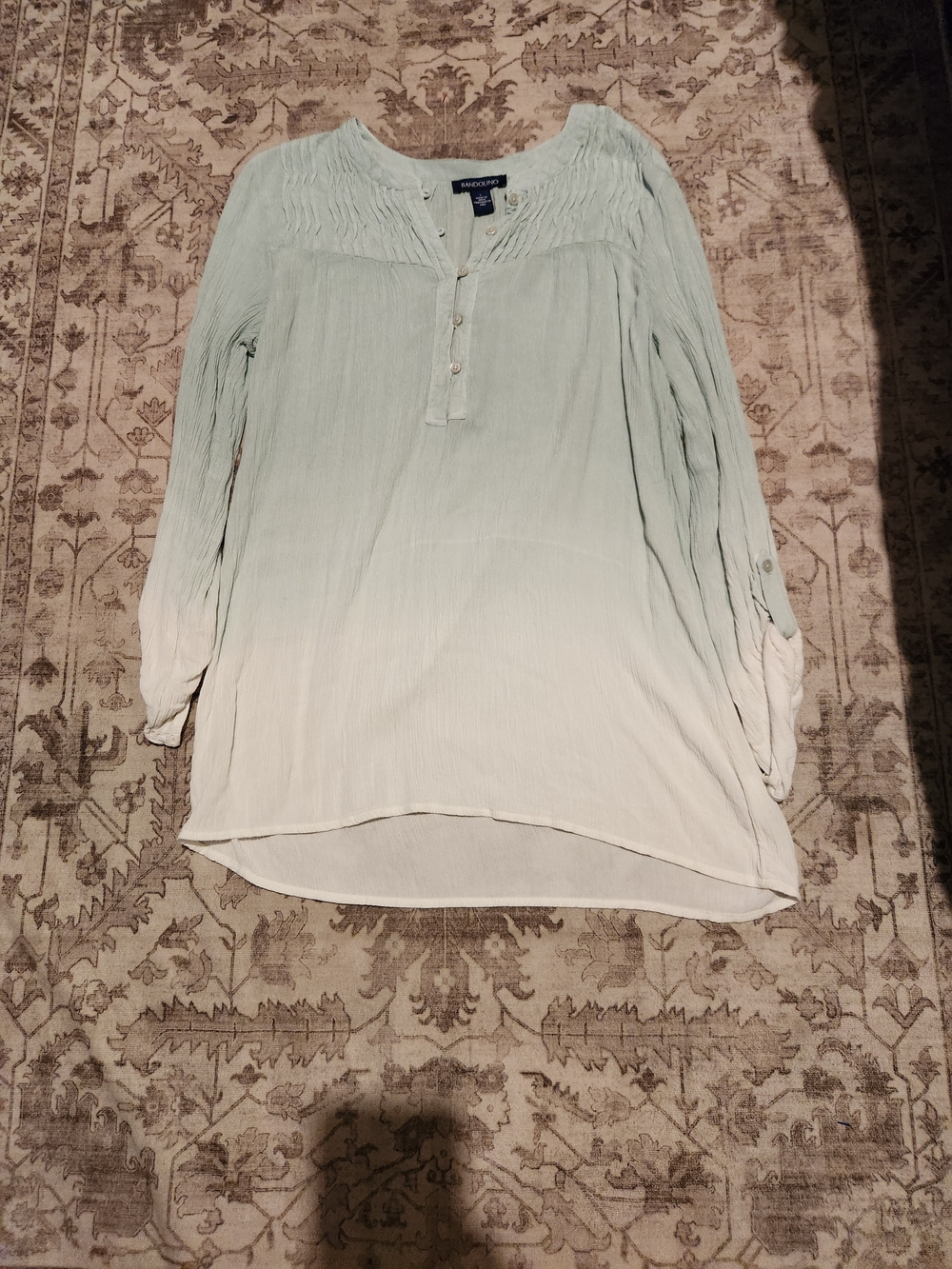 Light Mint Ombre Peasant Blouse - Women's